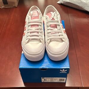 Adidas Nizza Platform Shoes - Pink and White